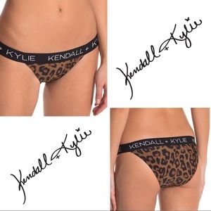 Kendall + Kylie Logo Leopard Print Bikini Bottoms